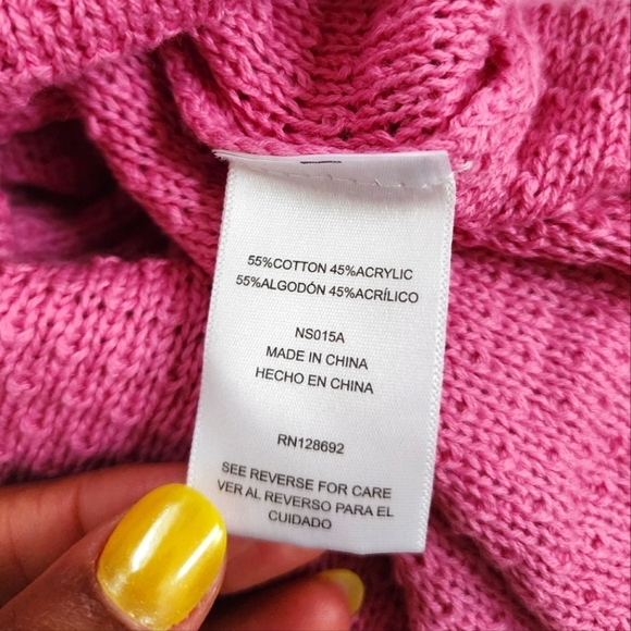 🧶Madden NYC Bright Pink Knit Adjustable Flutter Crochet Womens Top, sz XL - Picture 10 of 16